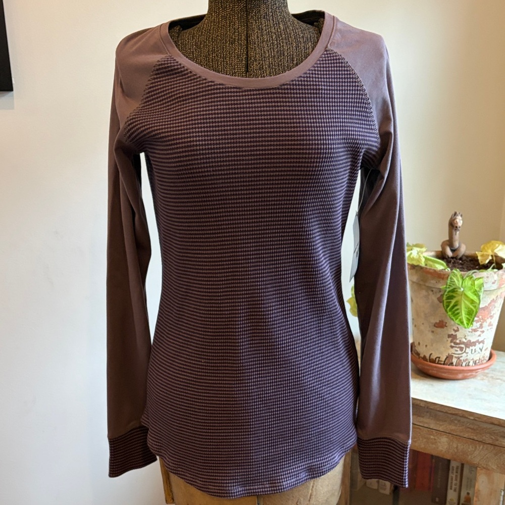 Columbia Women’s Waffle Knit Thermal Long Sleeve Top Purple/Brown Medium NWT